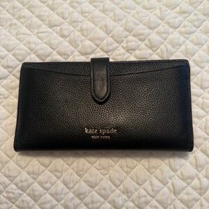 kate spade black leather continental wallet